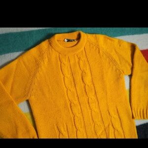 Vintage Vibrant Yellow Cable Knit Sweater